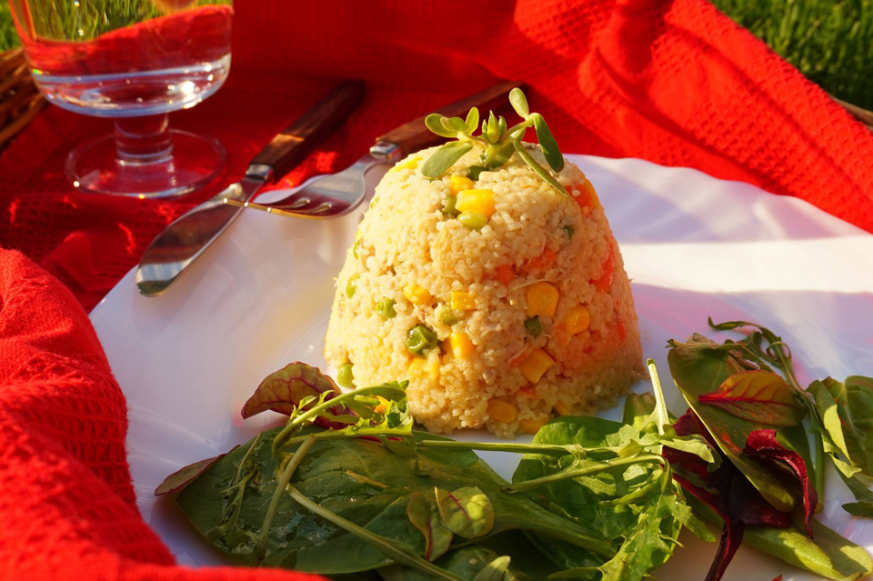 Kuskusové rizoto s kuřecím masem a zeleninou
