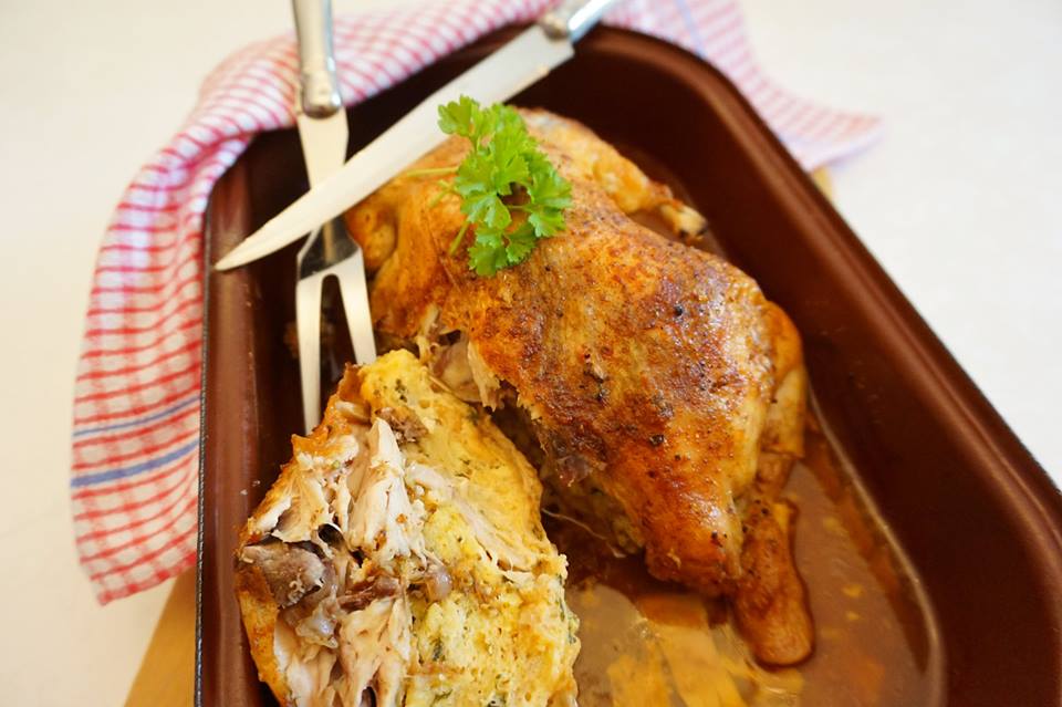 Pečené kuřátko plněné nádivkou 